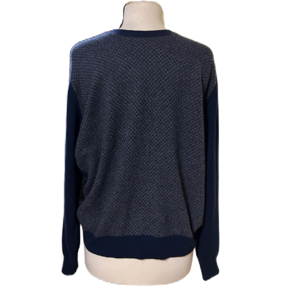 Rossopuro 100% Cashmere Blue Geometric Sweater Mens Size 5 XL Office Career